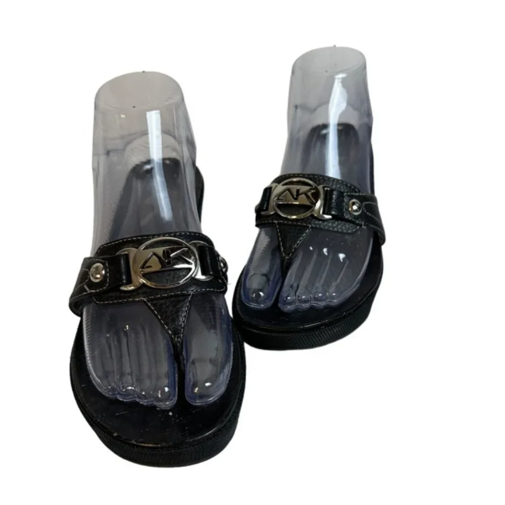 Anne Klein Sports Womens Thong Open Toe Sandals Black Size 7.5 Eur 38 Sku 2506